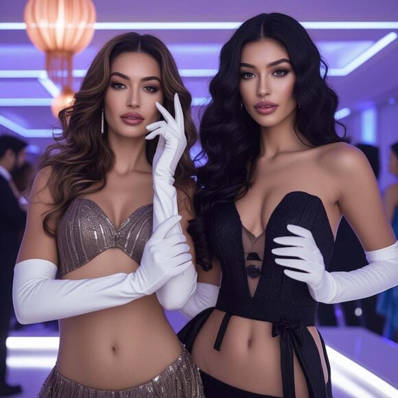 Opera Length White Satin Gloves Womens One Size OS Roleplay Cosplay Accessory - Picture 3 of 9